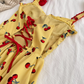 Yellow holiday style irregular backless suspender skirt + skirt R2032