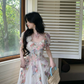 Charming White Floral A-Line Square Applique Corset Maxi Prom Dress RS656