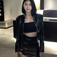 Sweet and spicy high-grade leather jacket 2025 plus size hot girl sexy hip skirt suit R1162