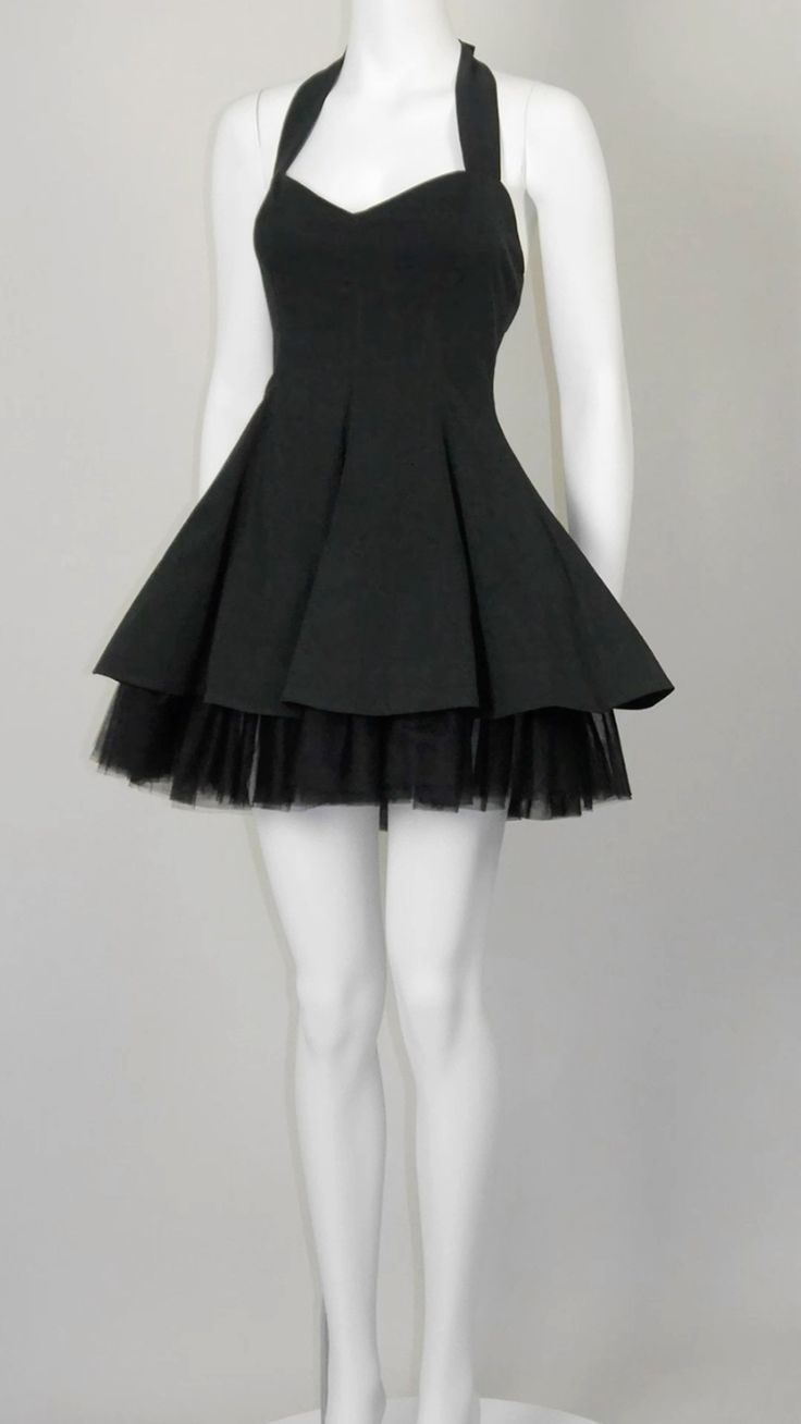 Black halter neck waist A-line princess skirt homecoming dress R3548