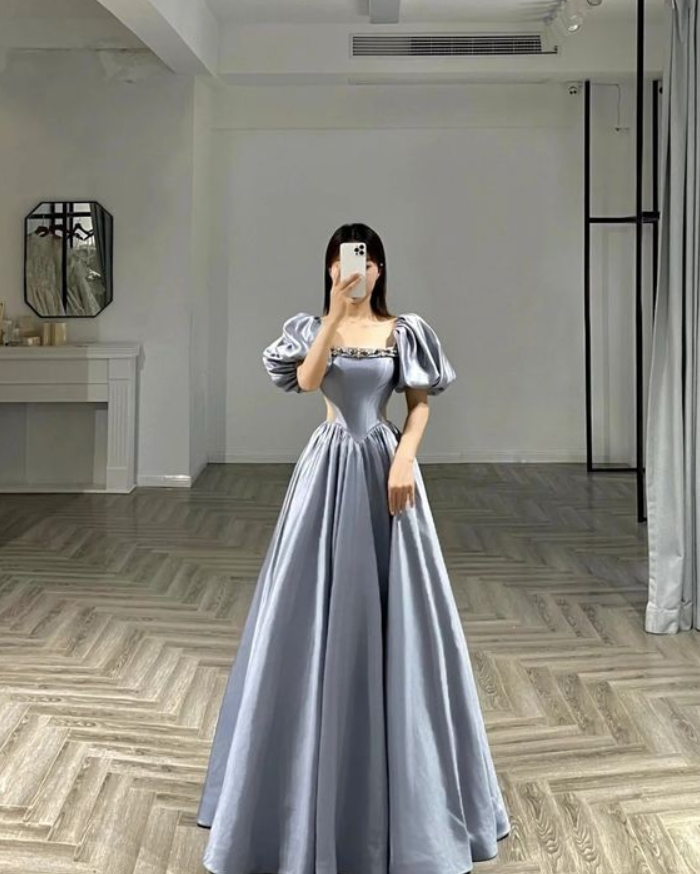 Gray Prom Dresses, 2026 Prom Dresses, Long Prom Dresses     S1443