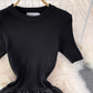 New round neck knitted waist slimming A-line jacquard dress elegant temperament long skirt R0362