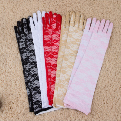 Lace long etiquette gloves wedding bride hands summer sun protection driving long gloves     S6212