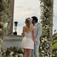 White tube top waist A-line diamond skirt homecoming dress R3864