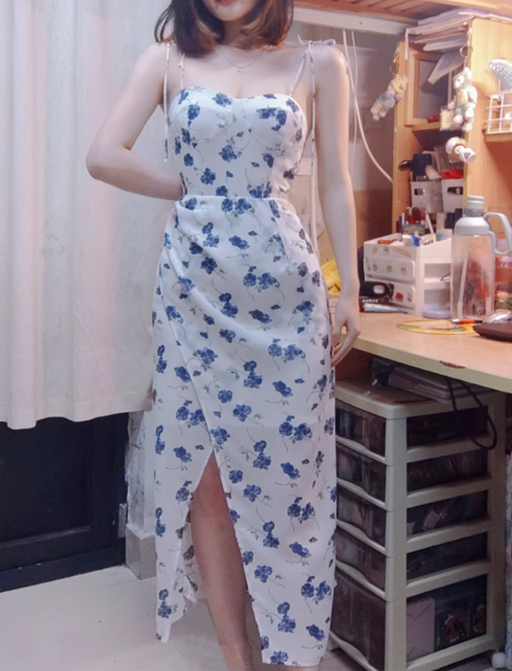 Holiday style long white 2025 new temperament dress R2659