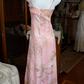 Elegant Pink Prom Dress Sheath Spaghetti Straps Embroidery Corset Maxi Evening Dress RS663