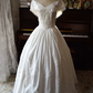 French Chic White A-Line Portrait Lace Embroidery Maxi Wedding Dress RS664