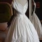 French Chic White A-Line Portrait Lace Embroidery Maxi Wedding Dress RS664
