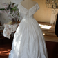 French Chic White A-Line Portrait Lace Embroidery Maxi Wedding Dress RS664