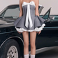 Ballet style bow tube top dress 2025 Thousand gold feeling waist puffy short skirt R1126