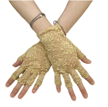 Fingerless Bridal Lace Half Finger Gloves Women's Short Floral Gloves for Wedding Opera Tea Party     S6217