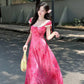 Charming pink slim waist long skirt homecoming dress R3233