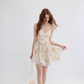 French suspender dress floral dress seaside holiday skirt short skirt R2766