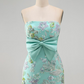 Floral Vibrant Strapless Women's Homecoming Dress Mint Green Corset Short Prom Dress Birthday Dress RS2563