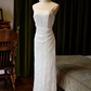 Minimalist White Evening Dress Sheath Spaghetti Straps Bodycon Maxi Prom Dress RS665