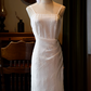 Minimalist White Evening Dress Sheath Spaghetti Straps Bodycon Maxi Prom Dress RS665