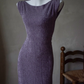 Minimalist Purple Evening Dress Sheath Jewel Bodycon Maxi Prom Dress RS666
