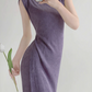 Minimalist Purple Evening Dress Sheath Jewel Bodycon Maxi Prom Dress RS666