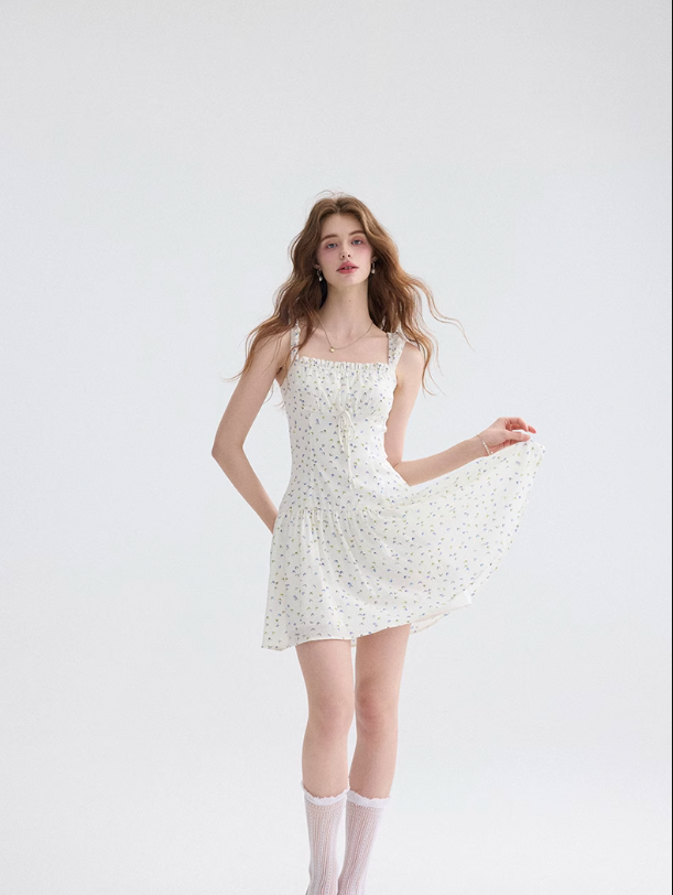 French floral suspender skirt pastoral style dress short skirt holiday style skirt R2800