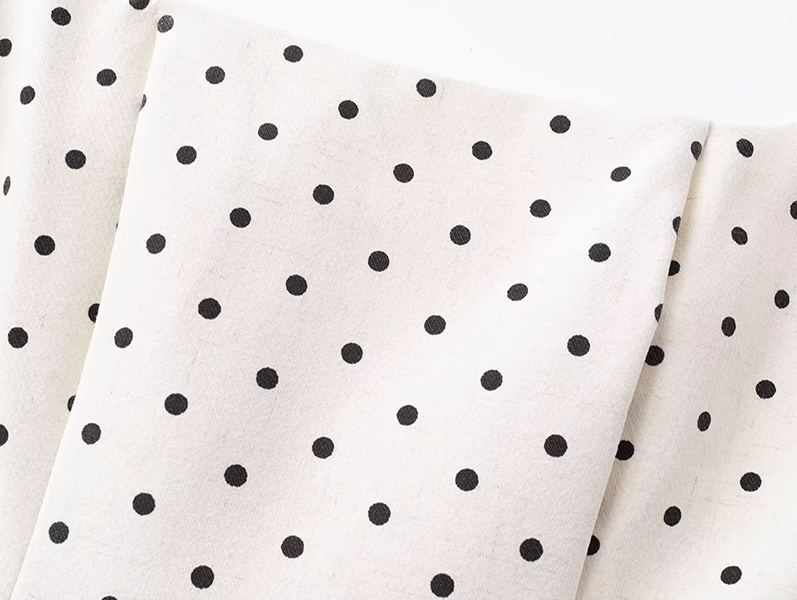 2025 Summer New Apricot Polka Dot Waist Square Neck A-line Short Suspender Dress R0907