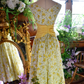 Vibrant Yellow-Floral Summer Dress A-Line Jewel Maxi Prom Dress RS668