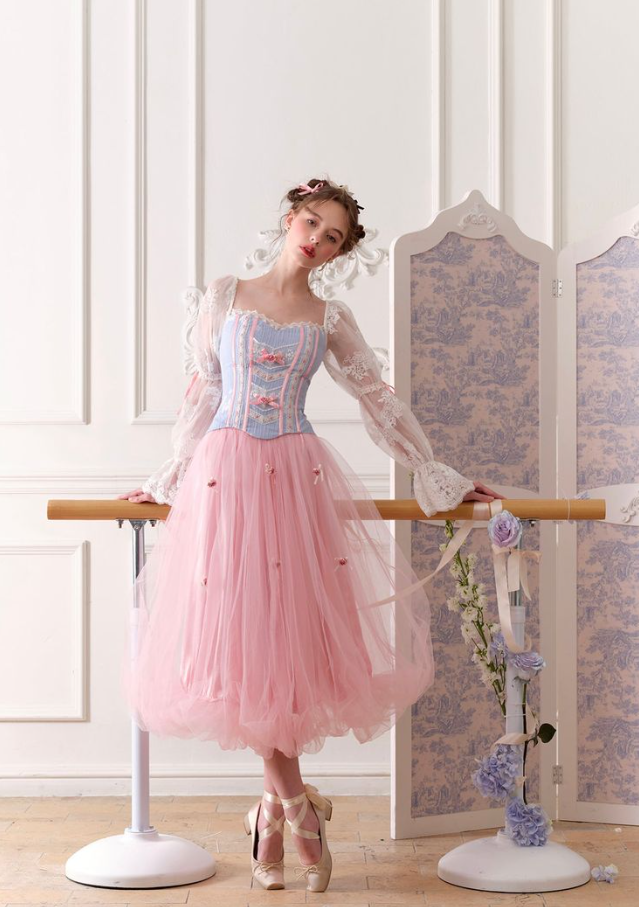 Princess Style Pink Birthday Dress A-Line Square Corset Midi Prom Dress RS669