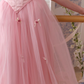 Princess Style Pink Birthday Dress A-Line Square Corset Midi Prom Dress RS669