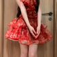 Beautiful French floral suspender dress for women summer birthday dress     S5759