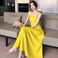 Temperament I-shaped vest dress design niche waist-revealing long skirt R0663