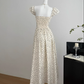 French style small flying sleeve polka dot dress temperament slim long skirt design R2052