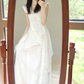 Hollow design dress gentle style first love waist temperament long dress R0731