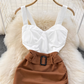 Fashionable and sexy tube top suspender skirt contrast color stitching tight irregular hip dress R0348