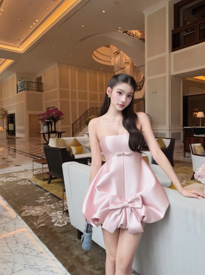Girlish Satin Bow Women's Homecoming Dress Pink Corset Short Prom Dress Party Dress RS2878