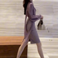 Large size French elegant intellectual temperament ribbon shirt hip skirt purple suit R1851
