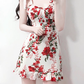 2025 Summer New French High Waist Holiday Red Floral Sling Short Dress R0961