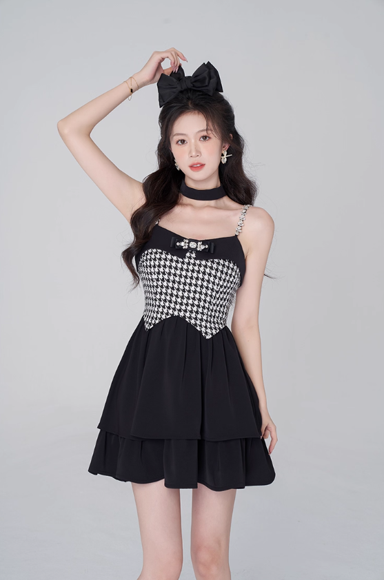 Pure desire little fragrance style suspender dress black sweet princess dress R4113