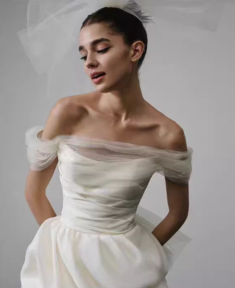 French White Satin One Shoulder Evening Gown Homecoming Dress R2978