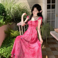 Sweet Barbie Pink Beaded Summer Dress A-Line Portrait Corset Maxi Prom Dress RS699