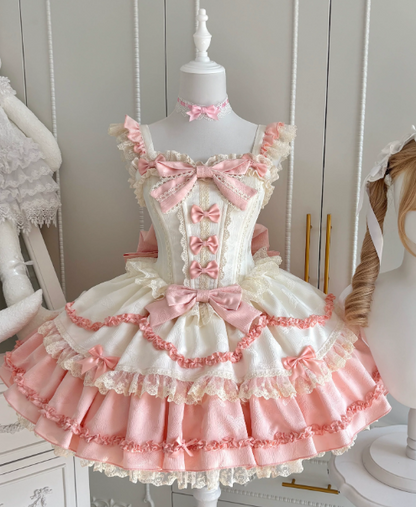 Cute White and Pink Homecoming Dress A-Line Square Bow-knot Corset Mini Birthday Dress RS675