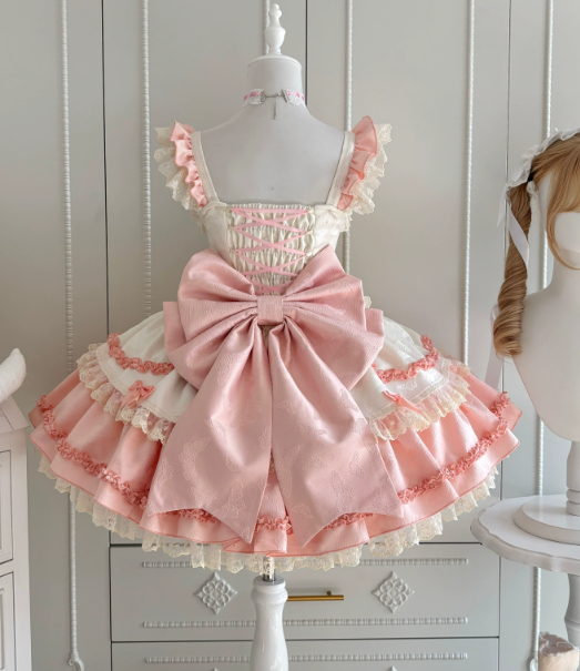 Cute White and Pink Homecoming Dress A-Line Square Bow-knot Corset Mini Birthday Dress RS675
