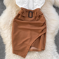 Fashionable and sexy tube top suspender skirt contrast color stitching tight irregular hip dress R0348