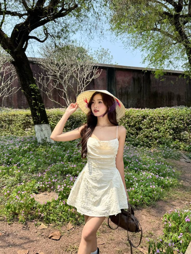 Light yellow suspender pleated flower A-line homecoming dress R2506