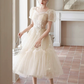 Charming Ivory Beaded A-line Square Corset Maxi Birthday Dress Evening Dress RS500