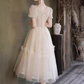 Charming Ivory Beaded A-line Square Corset Maxi Birthday Dress Evening Dress RS500