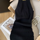 Black French heavy-duty halter neck knitted dress for women new beaded waist and hip short skirt R3957