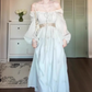 Gentle temperament blue one-shoulder dress beautiful waist A-line long skirt R0666
