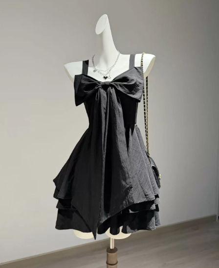 Cute Black/Red Homecoming Dress A-Line Spaghetti Straps Bow-knot Corset Mini Prom Dress RS681