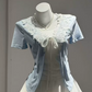 Gentle Blue and White Homecoming Dress A-Line Jewel Corset Mini Summer Dress RS682