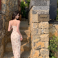 Beautiful floral suspender dress with irregular waist and slim fit R0644