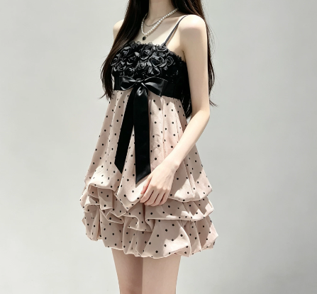 Fashion Splicing Style Homecoming Dress A-Line Spaghetti Straps Polka Dots Mini Prom Dress RS683
